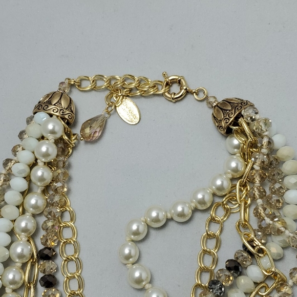 Ali khan champagne color 6 strand glass beaded necklace with gift box - Picture 5 of 6